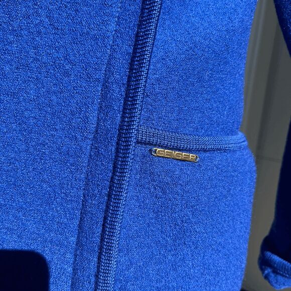 Vintage Geiger Austria Pure Wool Blue Jacket Coat Luxury Natural Fiber, Size M/L - Picture 4 of 9